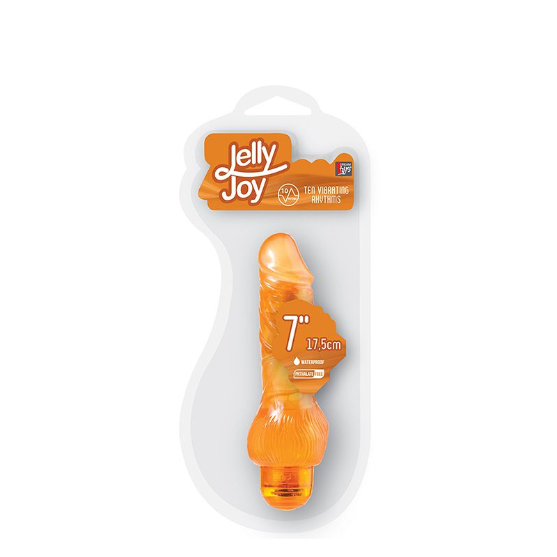 Купить оранжевый вибратор-реалистик jelly joy 7inch 10 rhythms orange - 17,5 см. Image