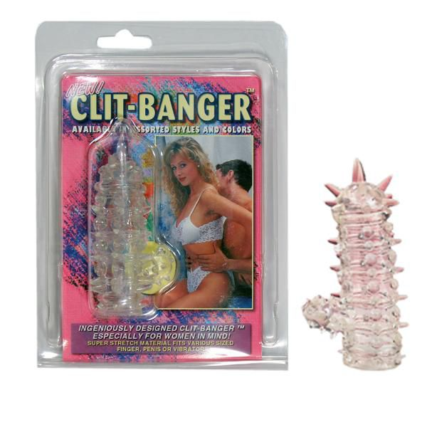 Купить прозрачная насадка с шипами и клиторальной шишечкой clit-banger sleeve in clear Image