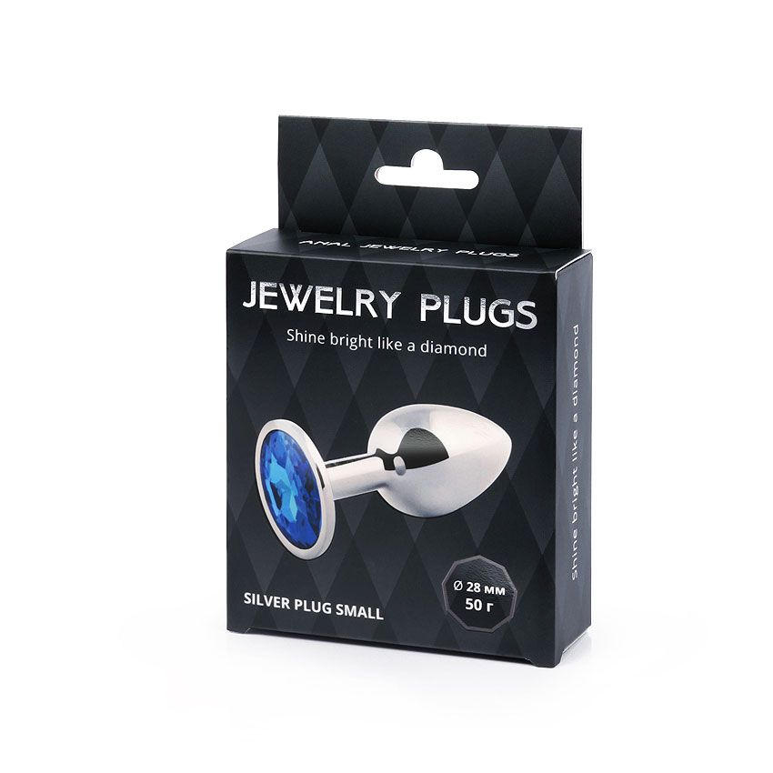 Купить анальное украшение silver plug small с синим кристаллом - 7,2 см. Image