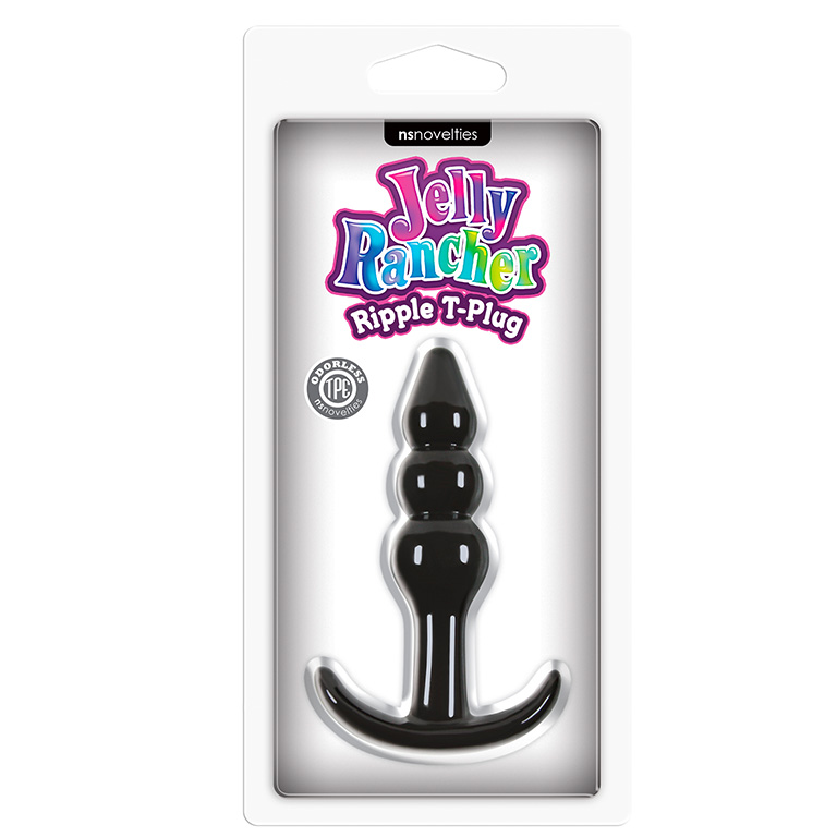 Купить чёрная анальная пробка jelly rancher t-plug ripple - 10,9 см. Image