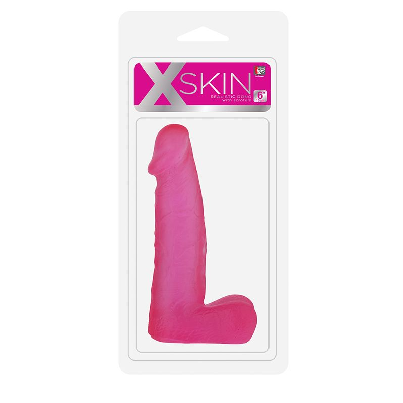 Купить розовый фаллоимитатор средних размеров xskin 6 pvc dong - 15 см. Image