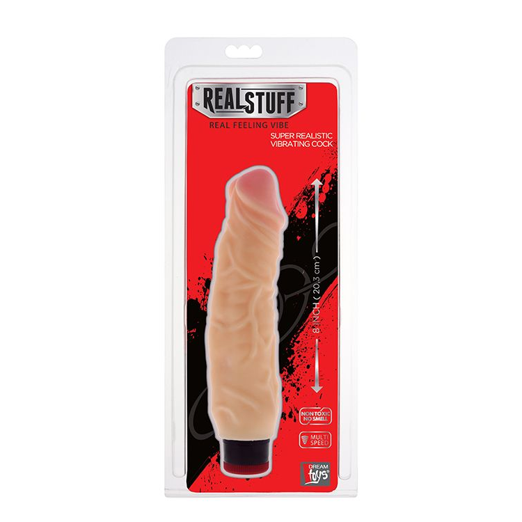 Купить вибратор-реалистик с крупными венами на поверхности realstuff 8inch vibrator - 20,3 см. Image