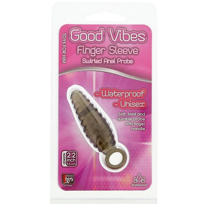 Купить дымчатый массажер со спиралевидным рельефом good vibes finger sleeve anal probe - 6 см. Image