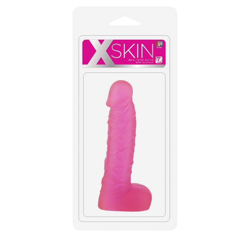 Купить розовый фаллоимитатор xskin 7 pvc dong transparent pink - 18 см. Image