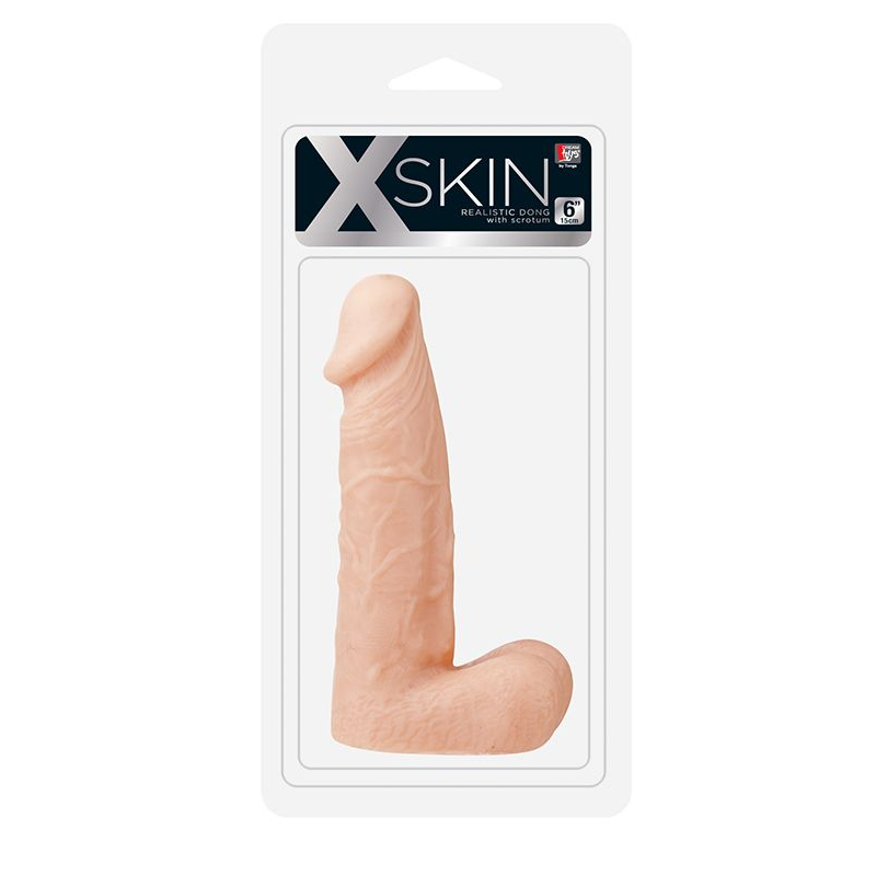 Купить телесный фаллоимитатор xskin 6 pvc dong flesh - 15,2 см. Image