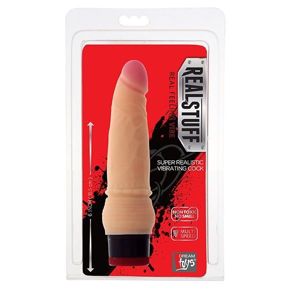 Купить вибратор-реалистик со встроенным пультом realstuff 6inch vibrator - 15,5 см. Image