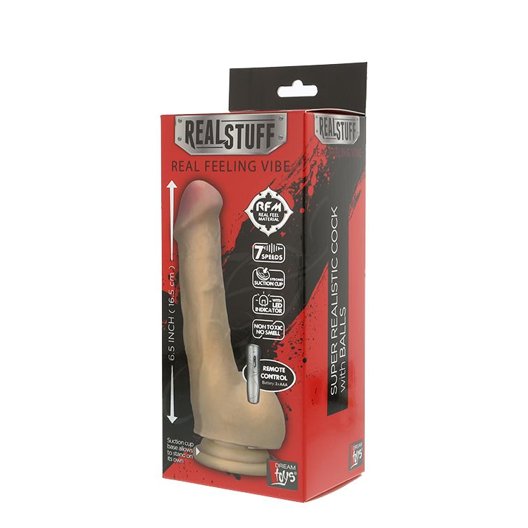 Купить реалистичны вибромассажёр на присоске realstuff 6.5inch vibrator iii - 16,5 см. Image