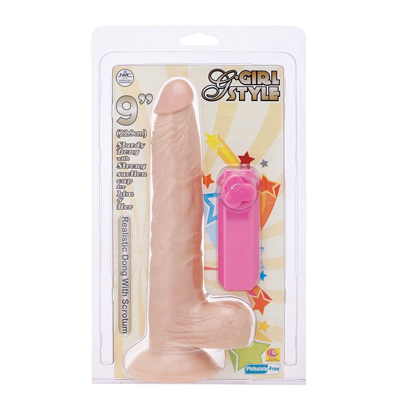 Купить телесный вибромассажёр на присоске g-girl style 9inch vibrating dong - 22,9 см. Image