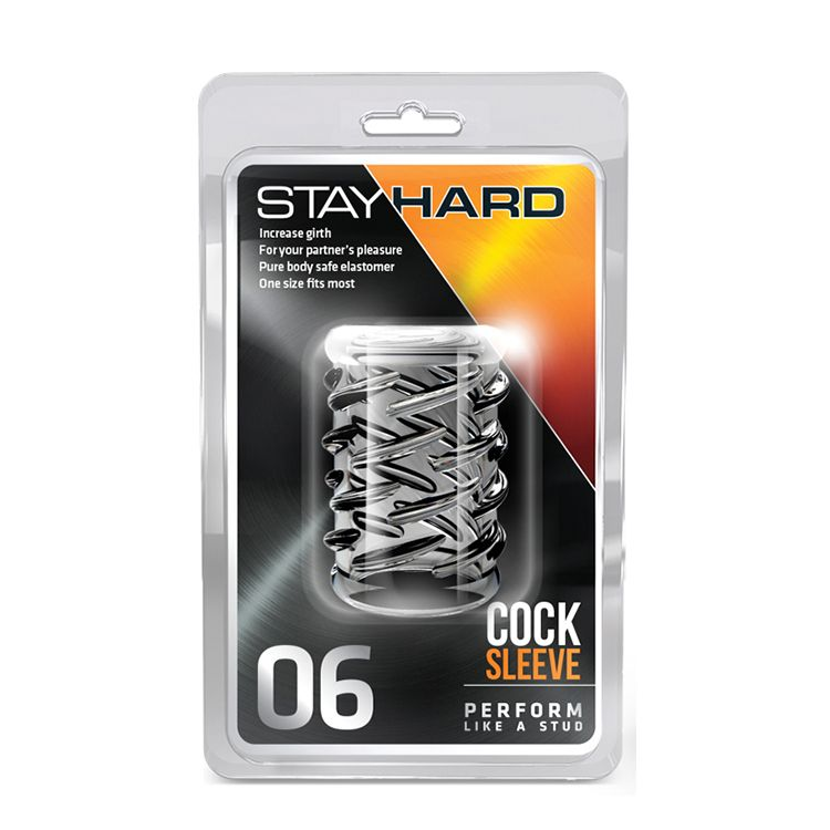 Купить прозрачная насадка с объёмными чёрточками stay hard cock sleeve 06 clear Image