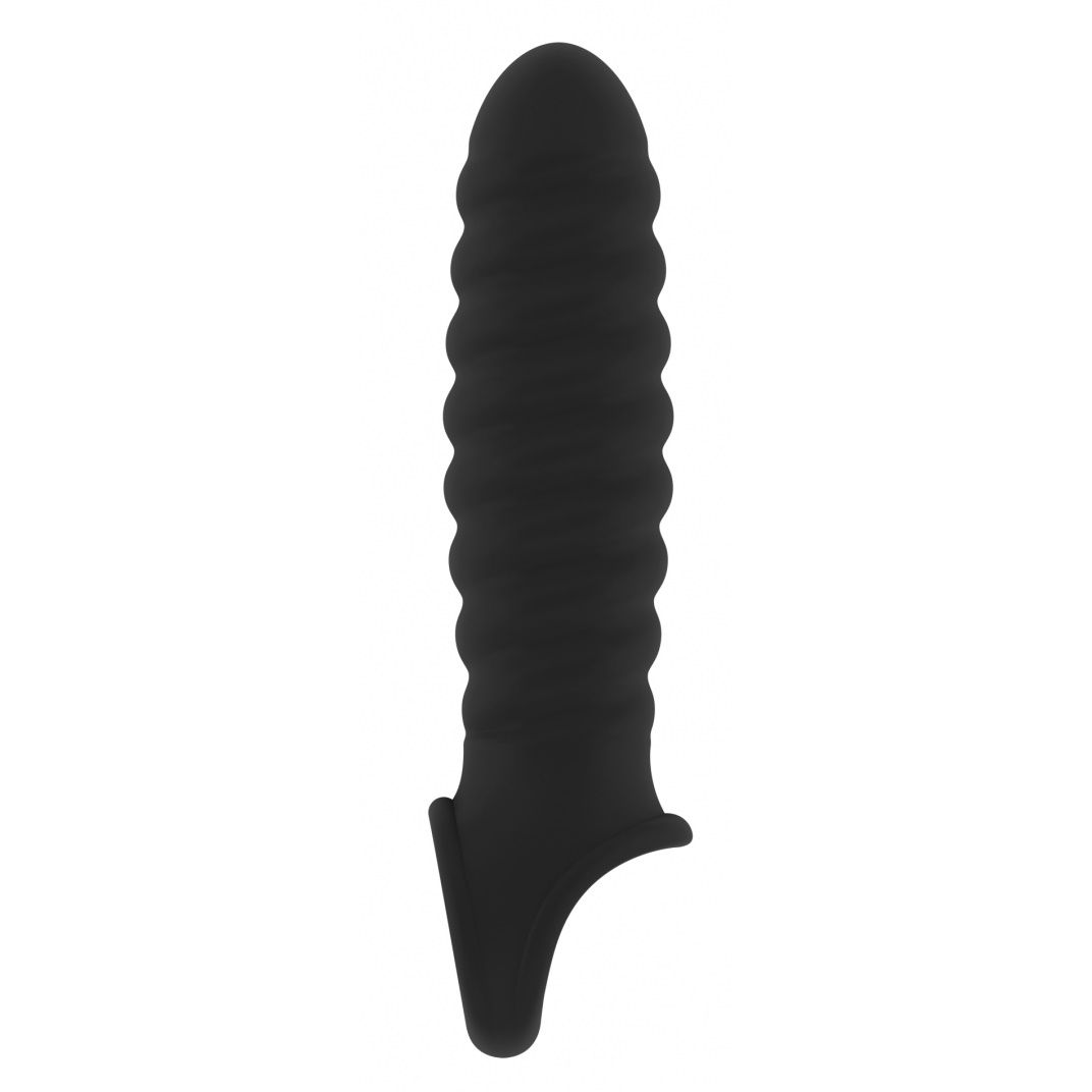 Купить чёрная ребристая насадка stretchy penis extension no.32 Image