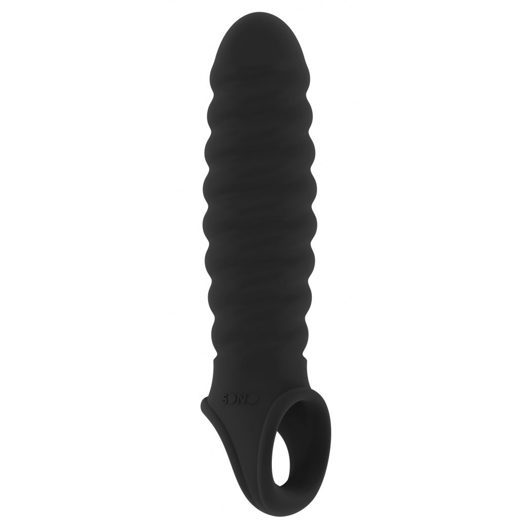 Купить чёрная ребристая насадка stretchy penis extension no.32 Image