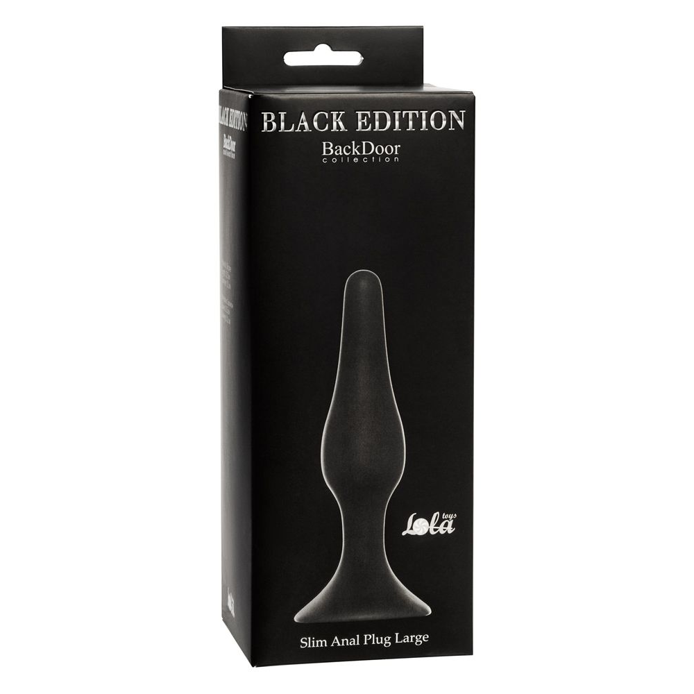 Купить чёрная анальная пробка slim anal plug large - 12,5 см. Image