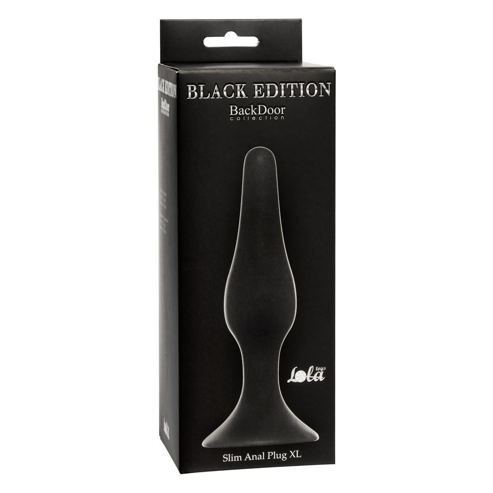 Купить чёрная анальная пробка slim anal plug xl - 15,5 см. Image