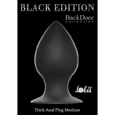 Купить чёрная анальная пробка thick anal plug medium - 9,5 см. Image