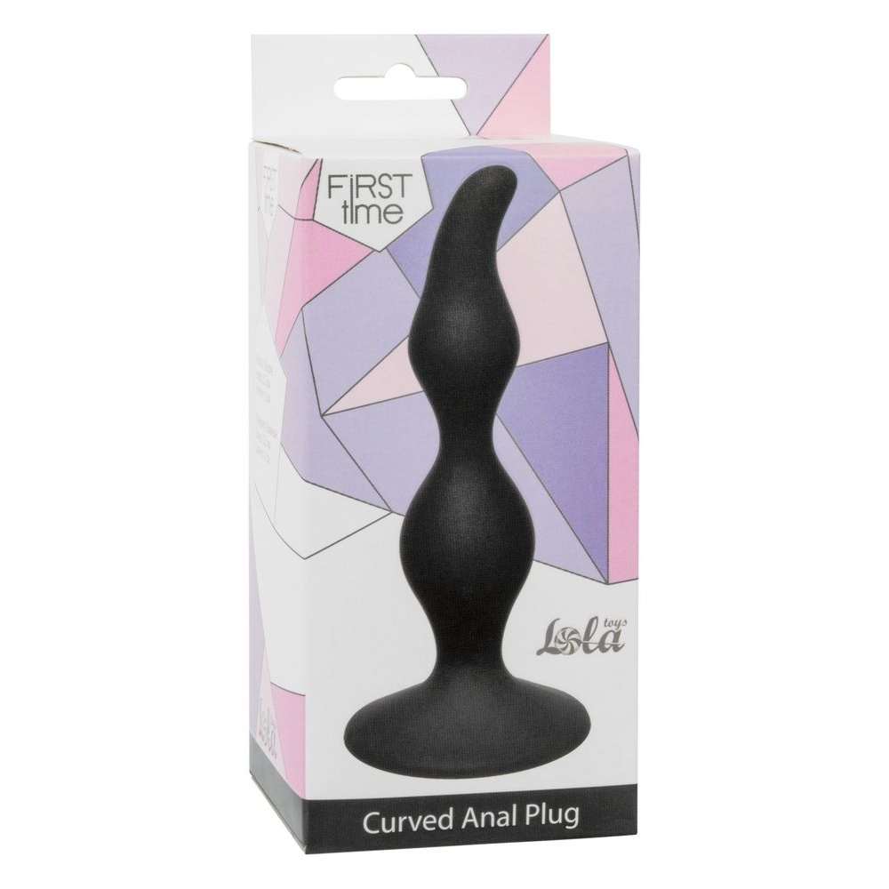 Купить чёрная анальная пробка curved anal plug black - 12,5 см. Image