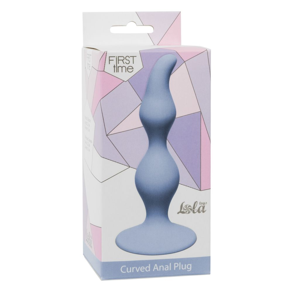 Купить голубая анальная пробка curved anal plug blue - 12,5 см. Image