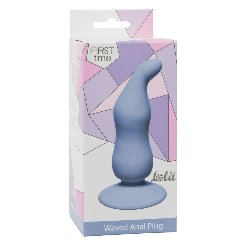 Купить голубая анальная пробка waved anal plug blue - 11 см. Image