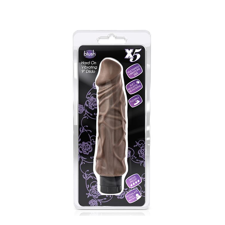 Купить коричневый вибратор-реалистик hard on vibrating 9  dildo - 22,8 см. Image