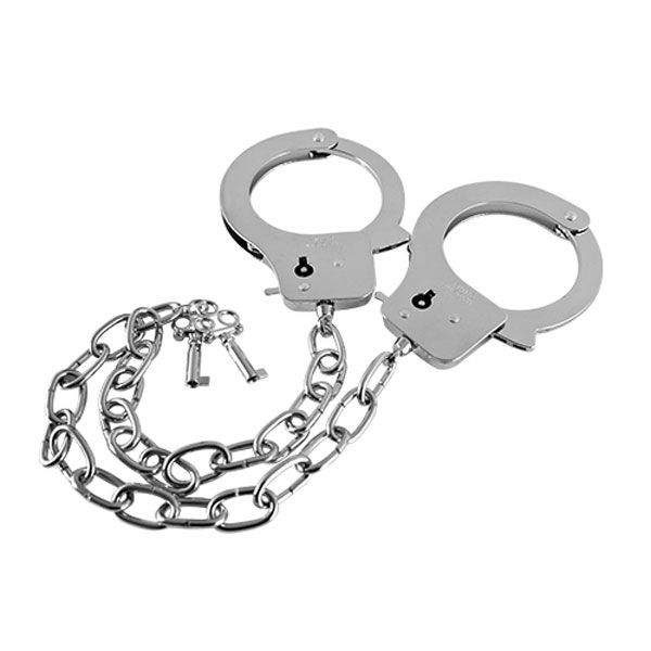 Купить наручники на длинной цепочке с ключами metal handcuffs long chain Image