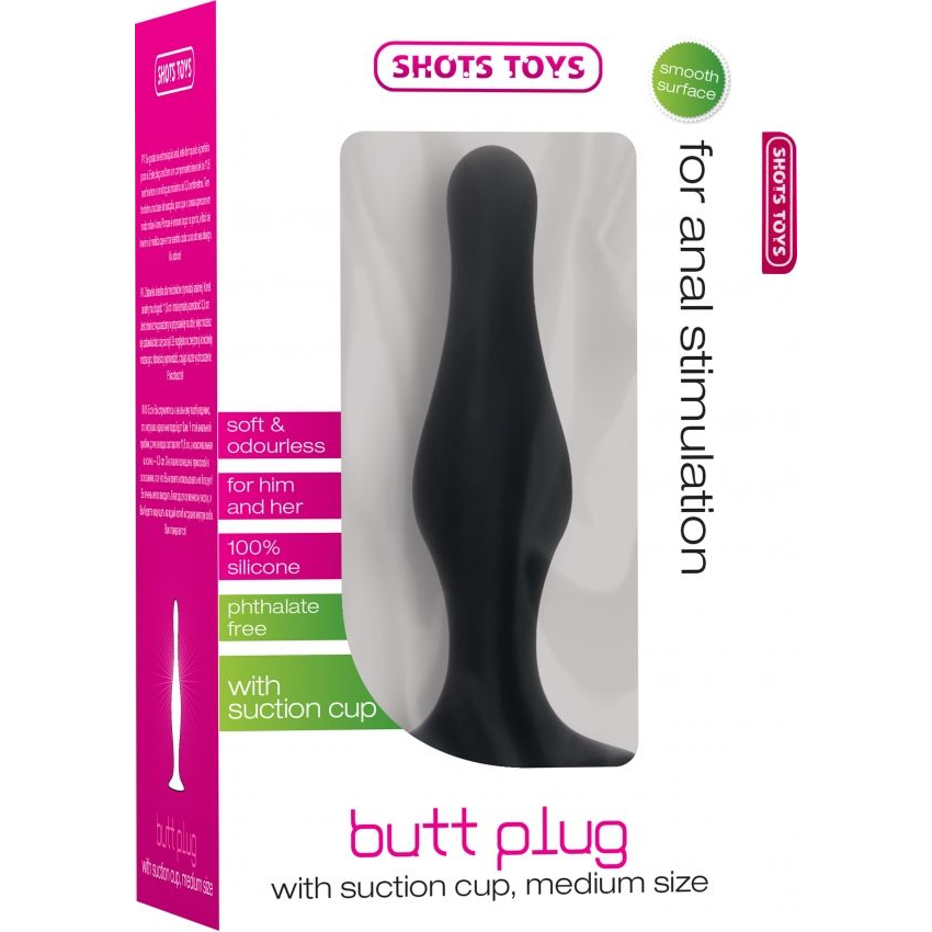 Купить чёрная анальная пробка с длинным кончиком butt plug with suction cup medium Image