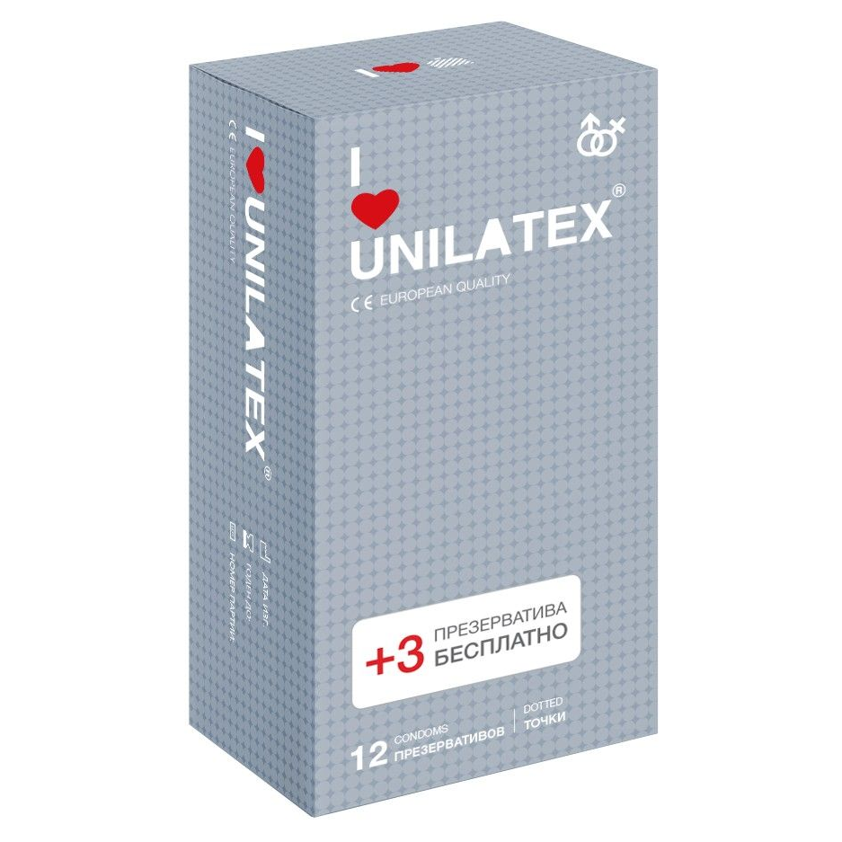 Купить презервативы с точками unilatex dotted - 12 шт. + 3 шт. в подарок Image