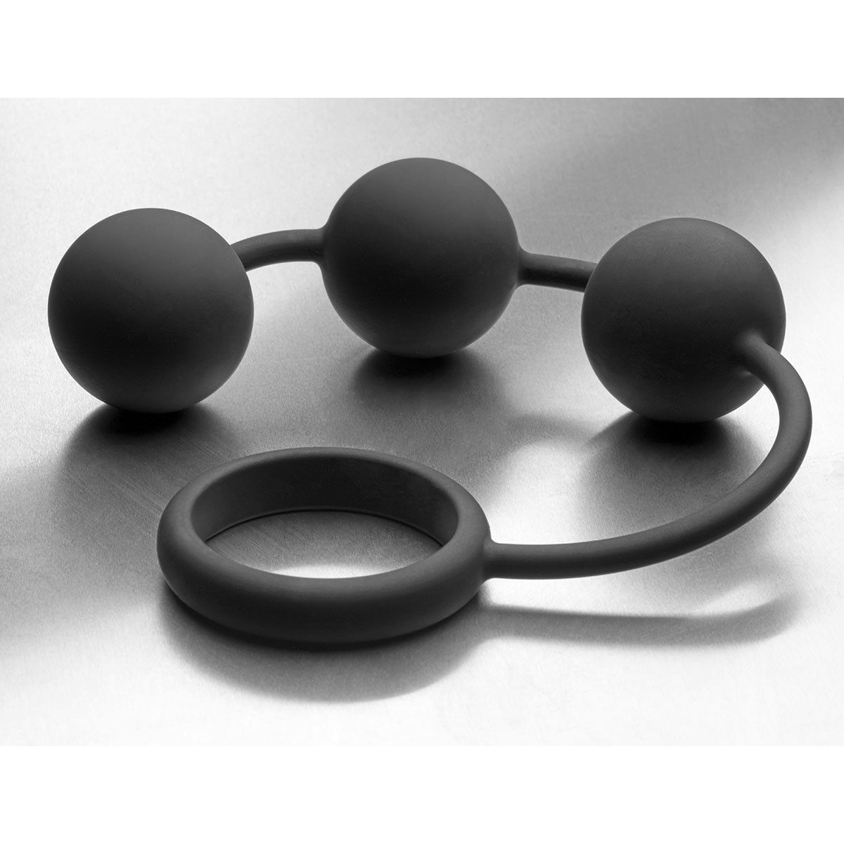 Купить анальные шарики silicone cock ring with 3 weighted balls Image