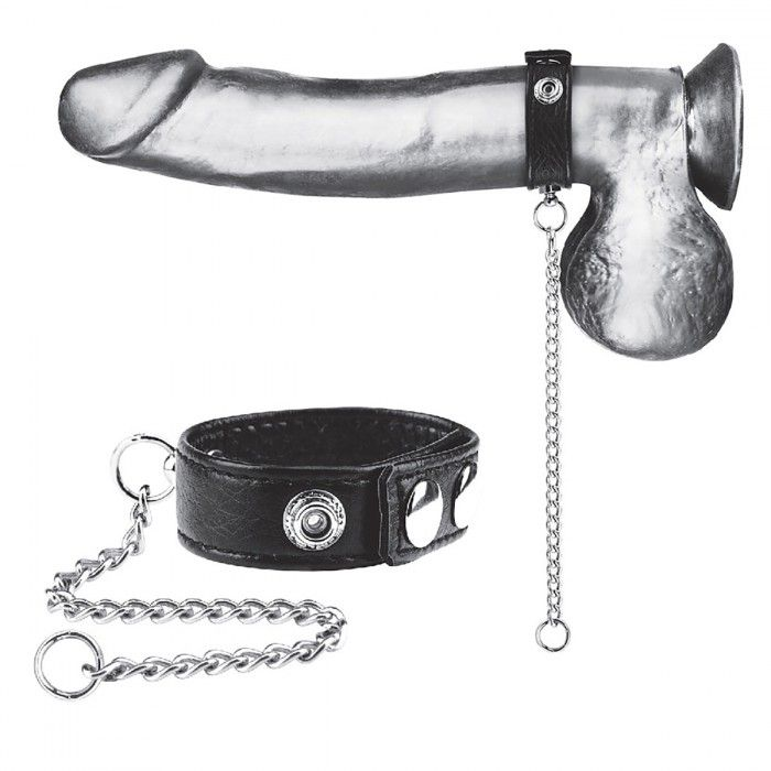 Купить утяжка на пенис с поводком snap cock ring with 12  leash Image