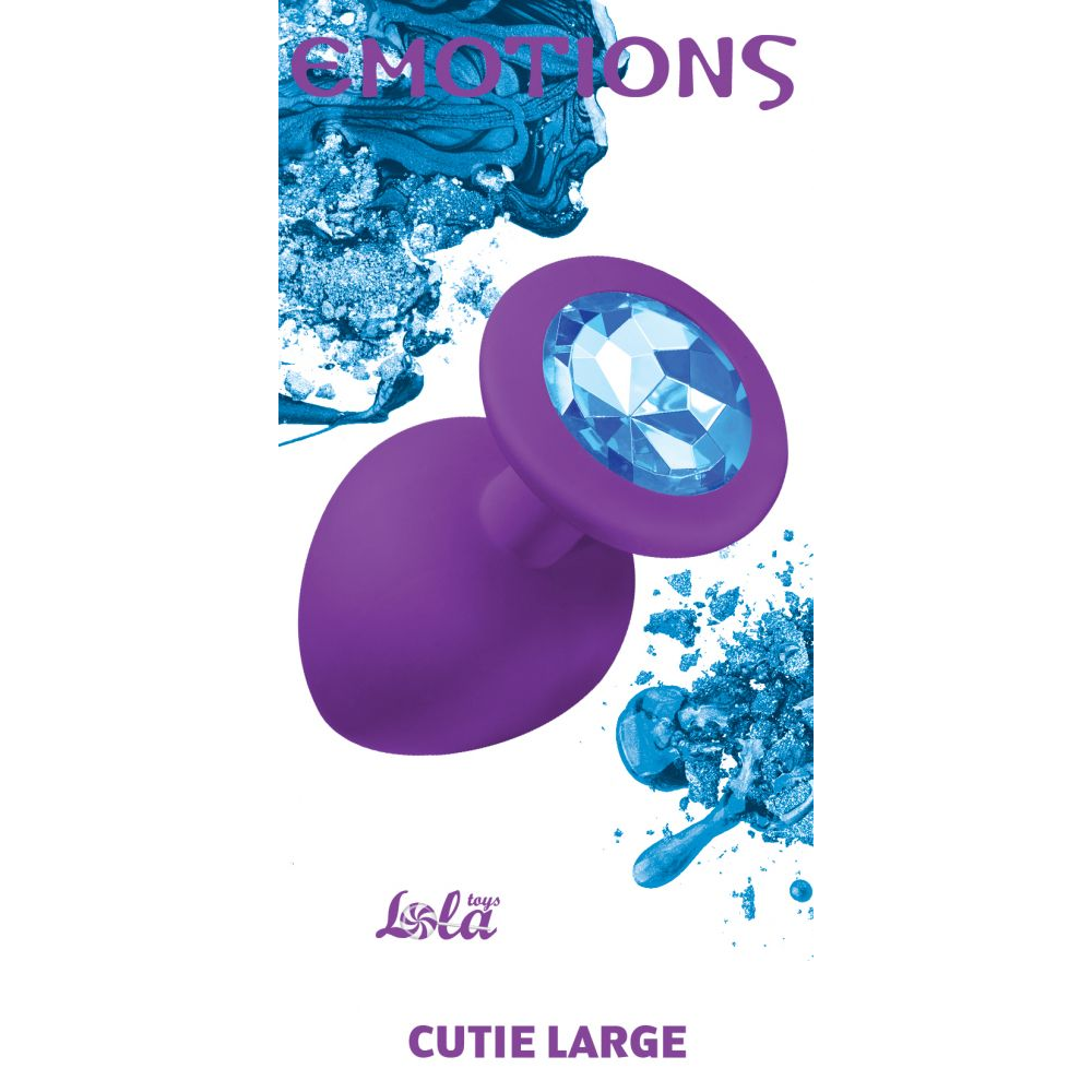 Купить большая фиолетовая анальная пробка emotions cutie large с голубым кристаллом - 10 см. Image