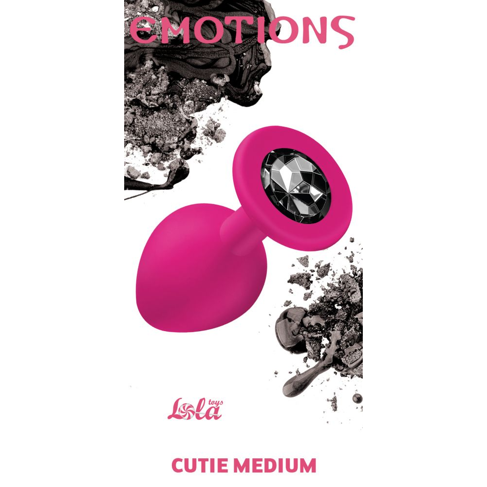 Купить средняя розовая анальная пробка emotions cutie medium с чёрным кристаллом - 8,5 см. Image