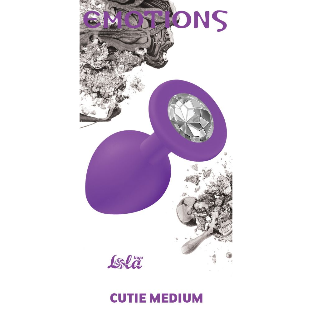 Купить средняя фиолетовая анальная пробка emotions cutie medium с прозрачным кристаллом - 8,5 см. Image