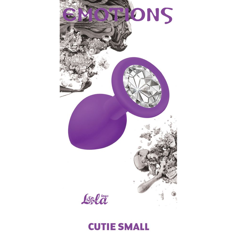 Купить малая фиолетовая анальная пробка emotions cutie small с прозрачным кристаллом - 7,5 см. Image