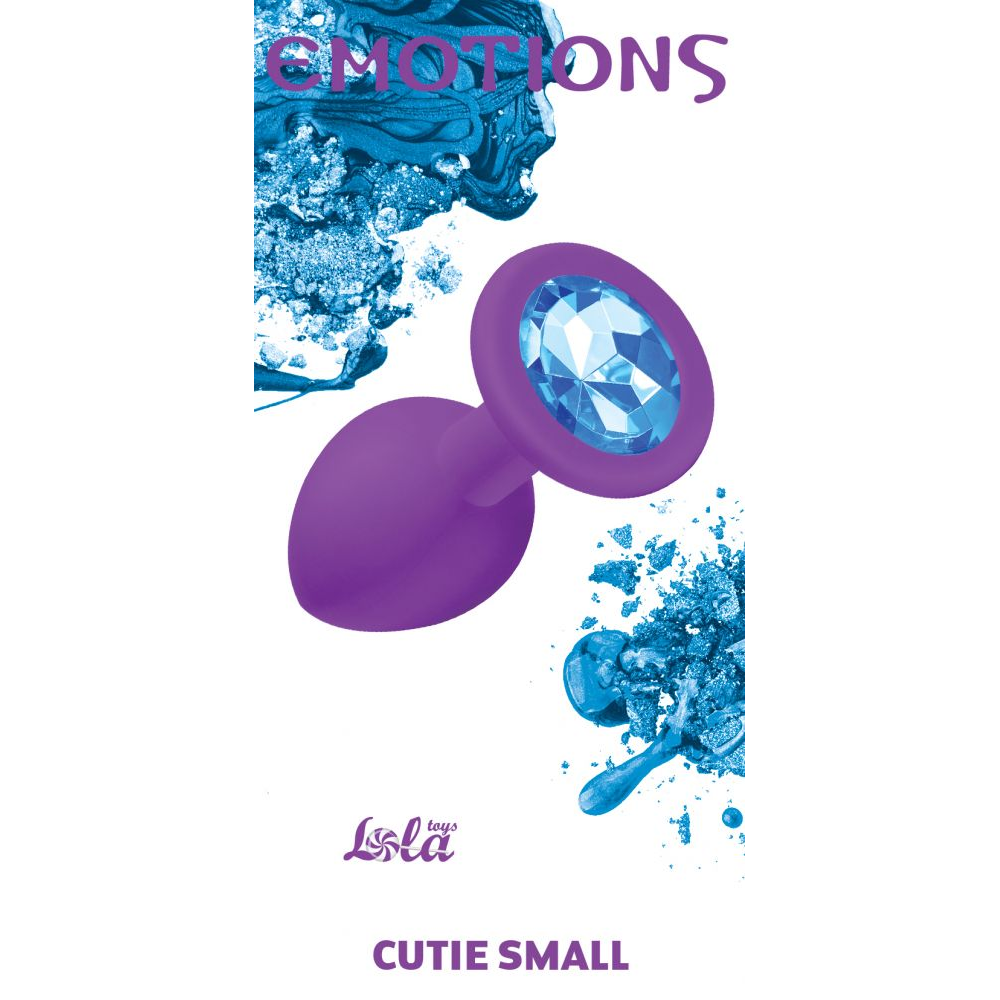 Купить малая фиолетовая анальная пробка emotions cutie small с голубым кристаллом - 7,5 см. Image