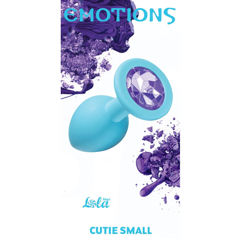 Купить малая голубая анальная пробка emotions cutie small с фиолетовым кристаллом - 7,5 см. Image