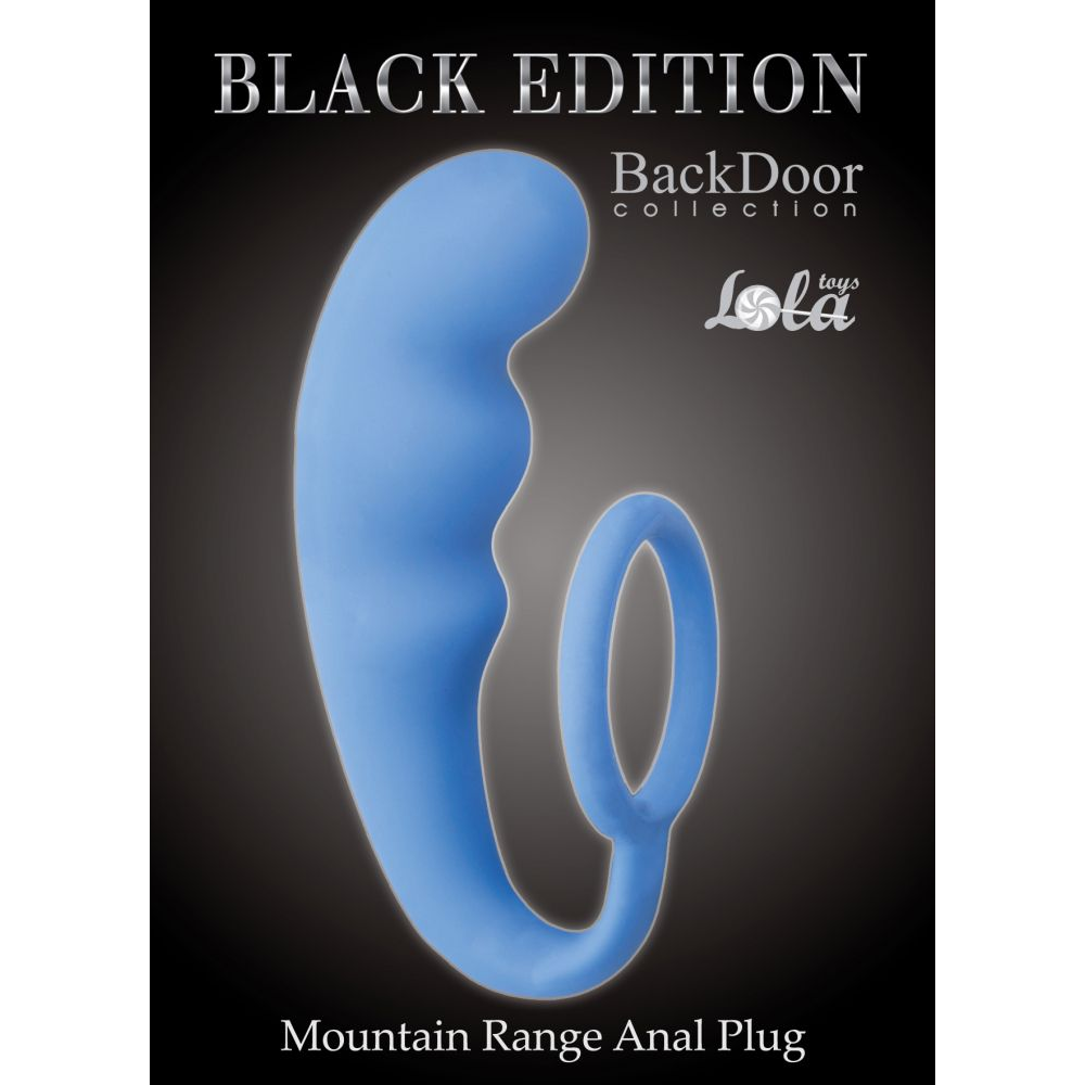 Купить голубое эрекционное кольцо с анальным стимулятором mountain range anal plug Image