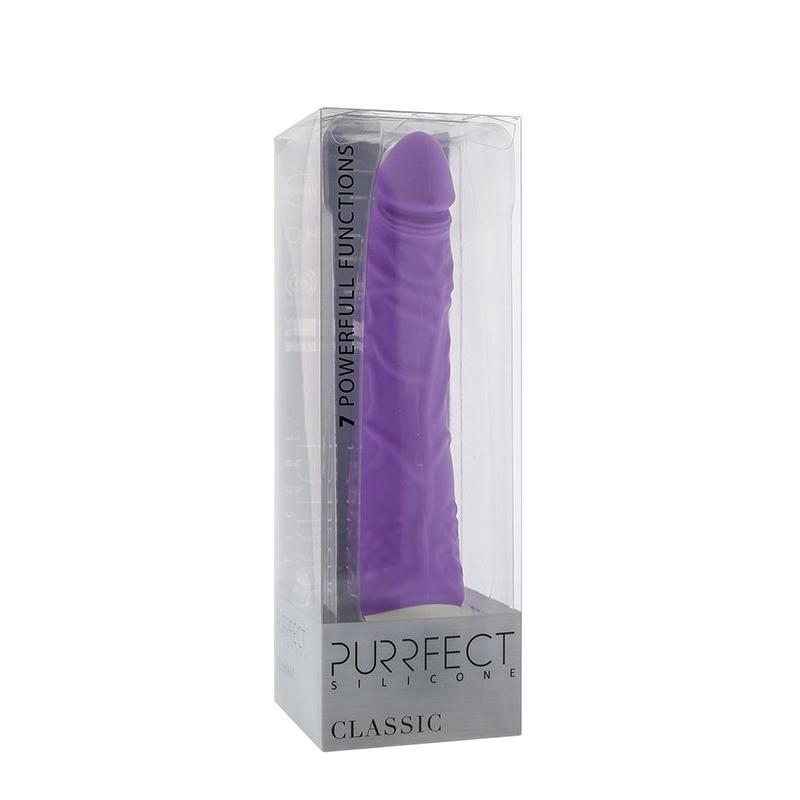 Купить фиолетовый вибратор-реалистик purrfect silicone classic 7.1inch purple - 18 см. Image