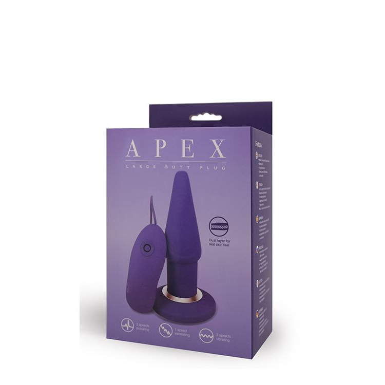 Купить фиолетовая анальная вибропробка apex butt plug large purple - 15 см. Image