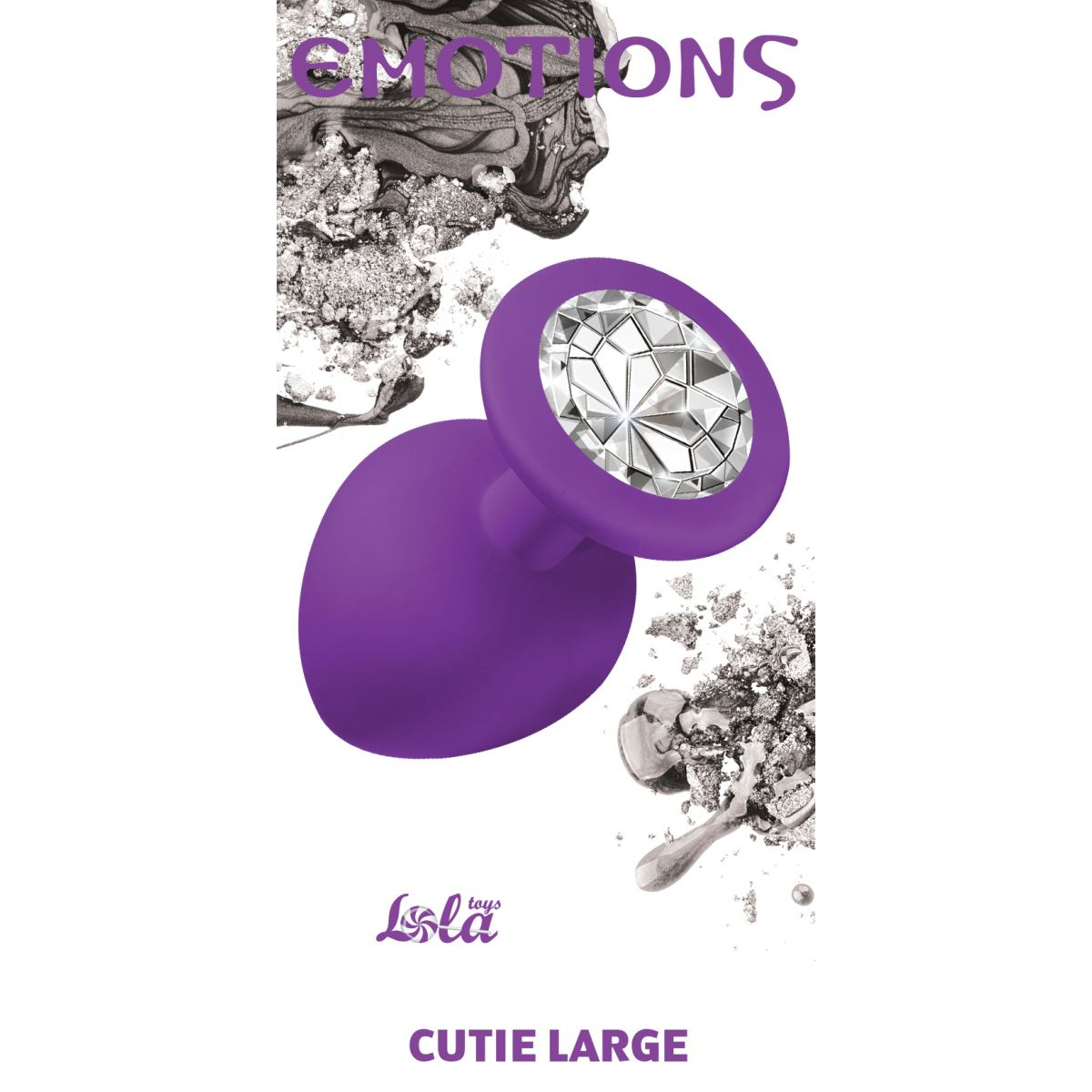 Купить большая фиолетовая анальная пробка emotions cutie large с прозрачным кристаллом - 10 см. Image