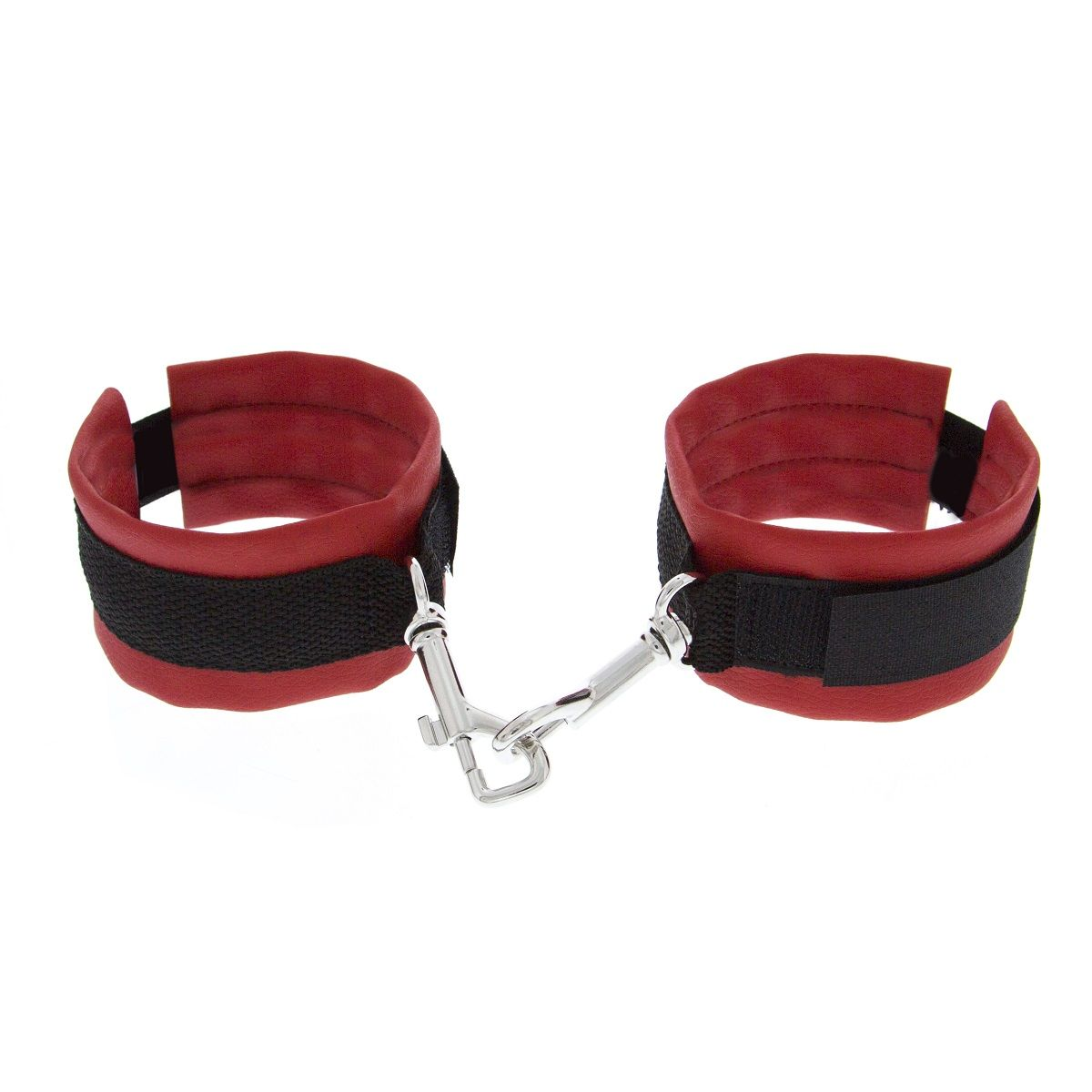 Купить красно-чёрные полиуретановые наручники luxurious handcuffs Image