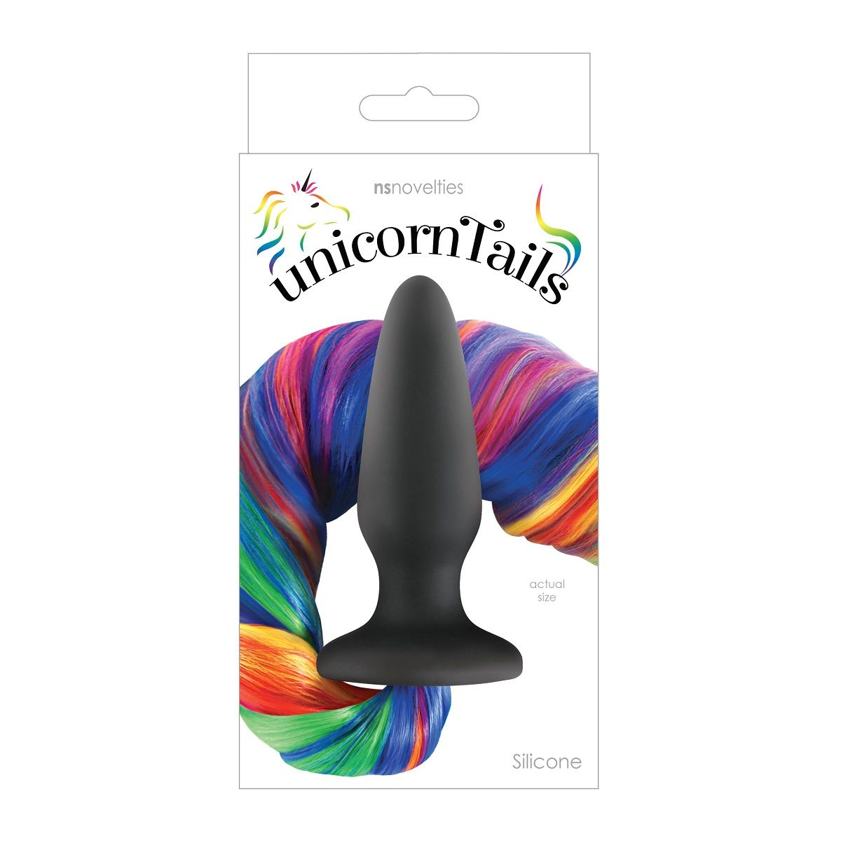 Купить чёрная анальная пробка с радужным хвостом unicorn tails rainbow Image