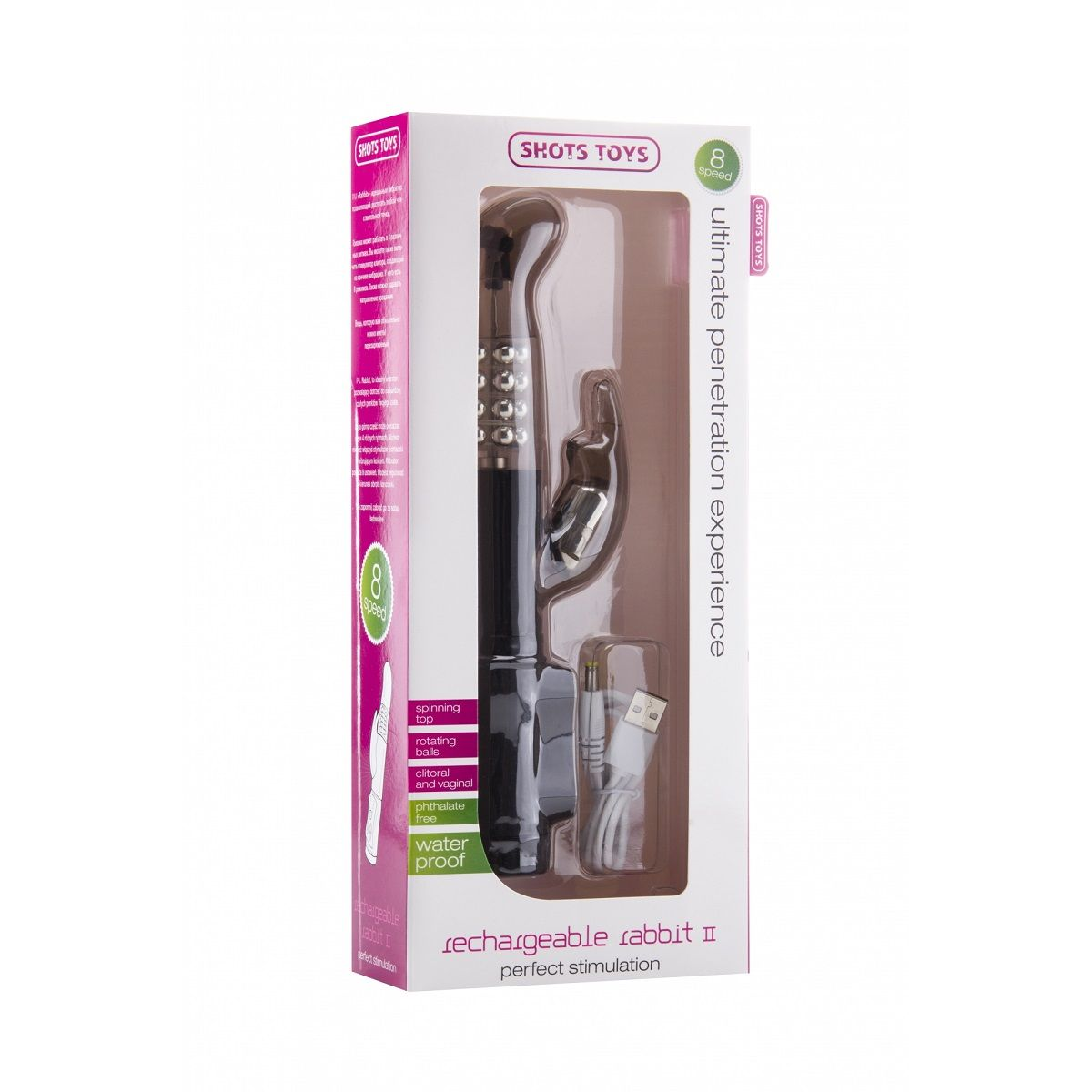 Купить чёрный перезаряжаемый вибратор rechargeable rabbit - 22 см. Image