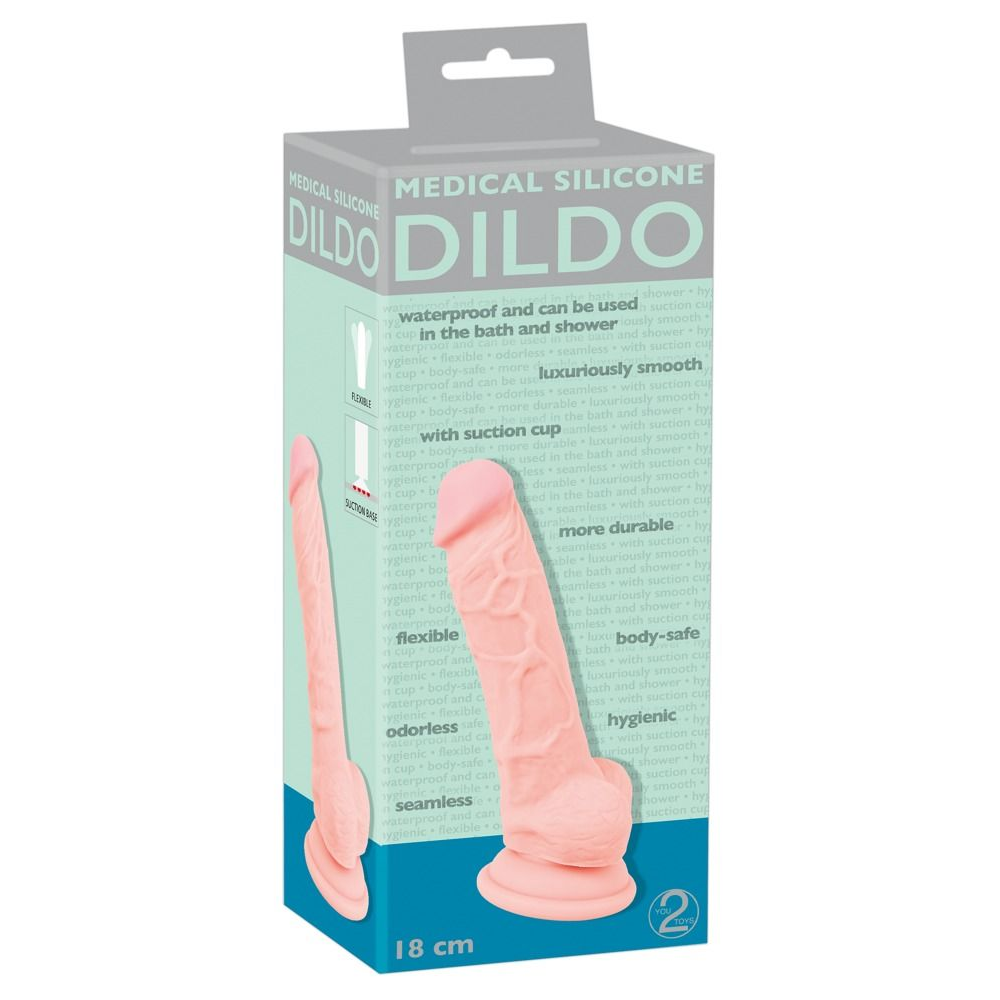 Купить реалистичный фаллоимитатор из силикона medical silicone dildo - 18 см. Image