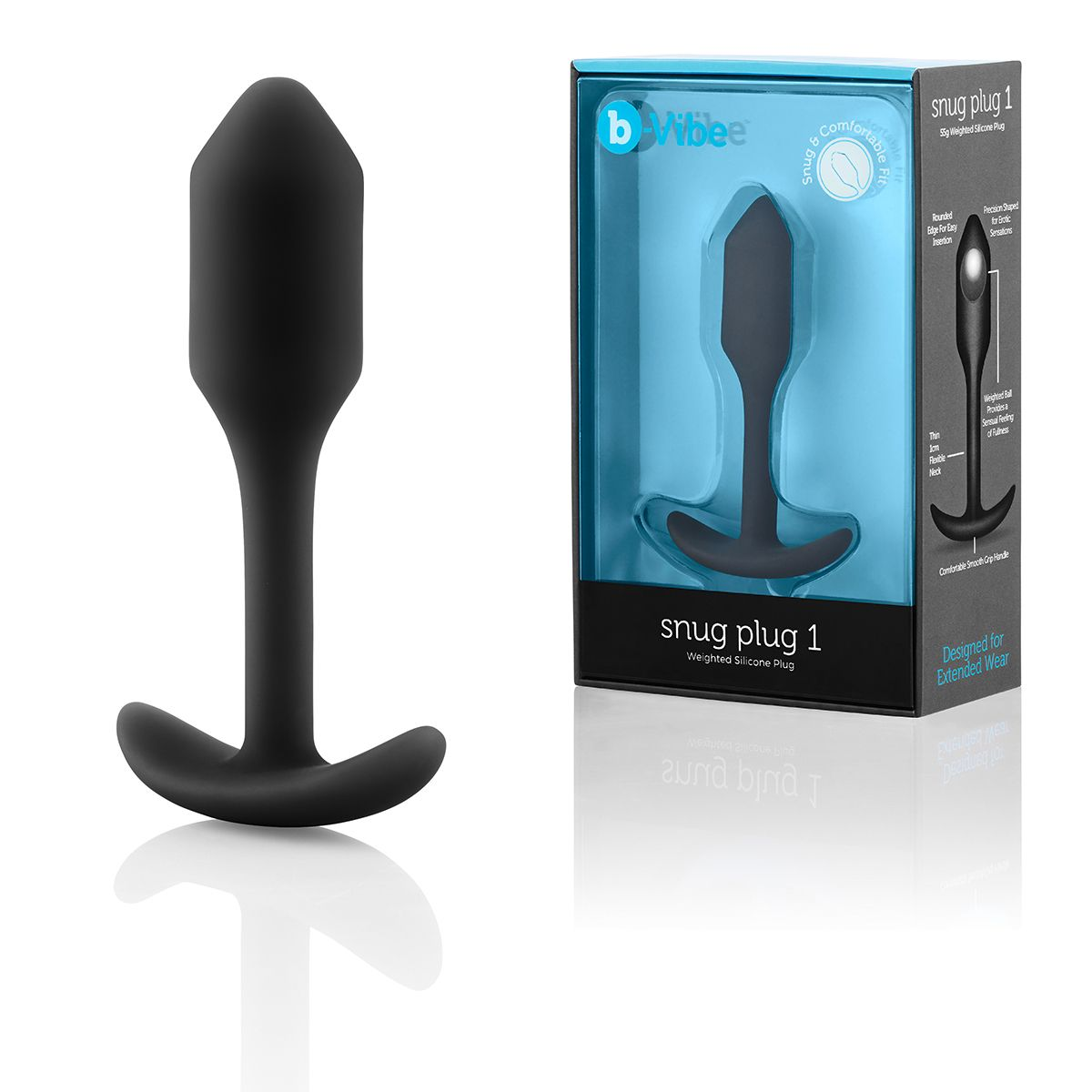 Купить чёрная пробка для ношения b-vibe snug plug 1 - 9,4 см. Image