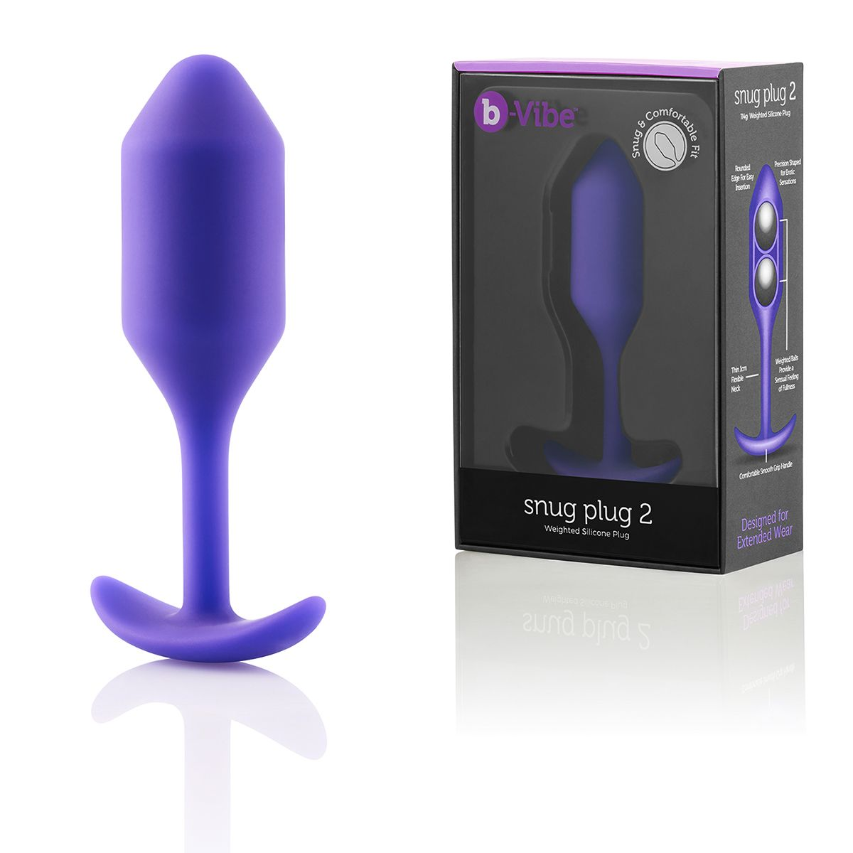 Купить фиолетовая пробка для ношения b-vibe snug plug 2 - 11,4 см. Image