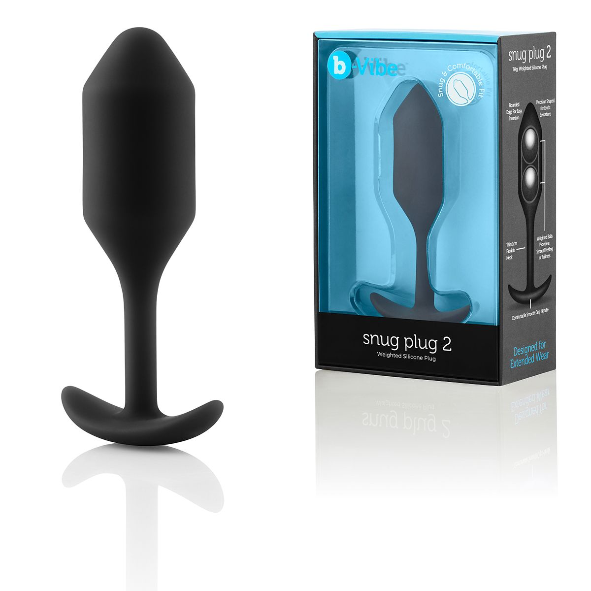 Купить чёрная пробка для ношения b-vibe snug plug 2 - 11,4 см. Image