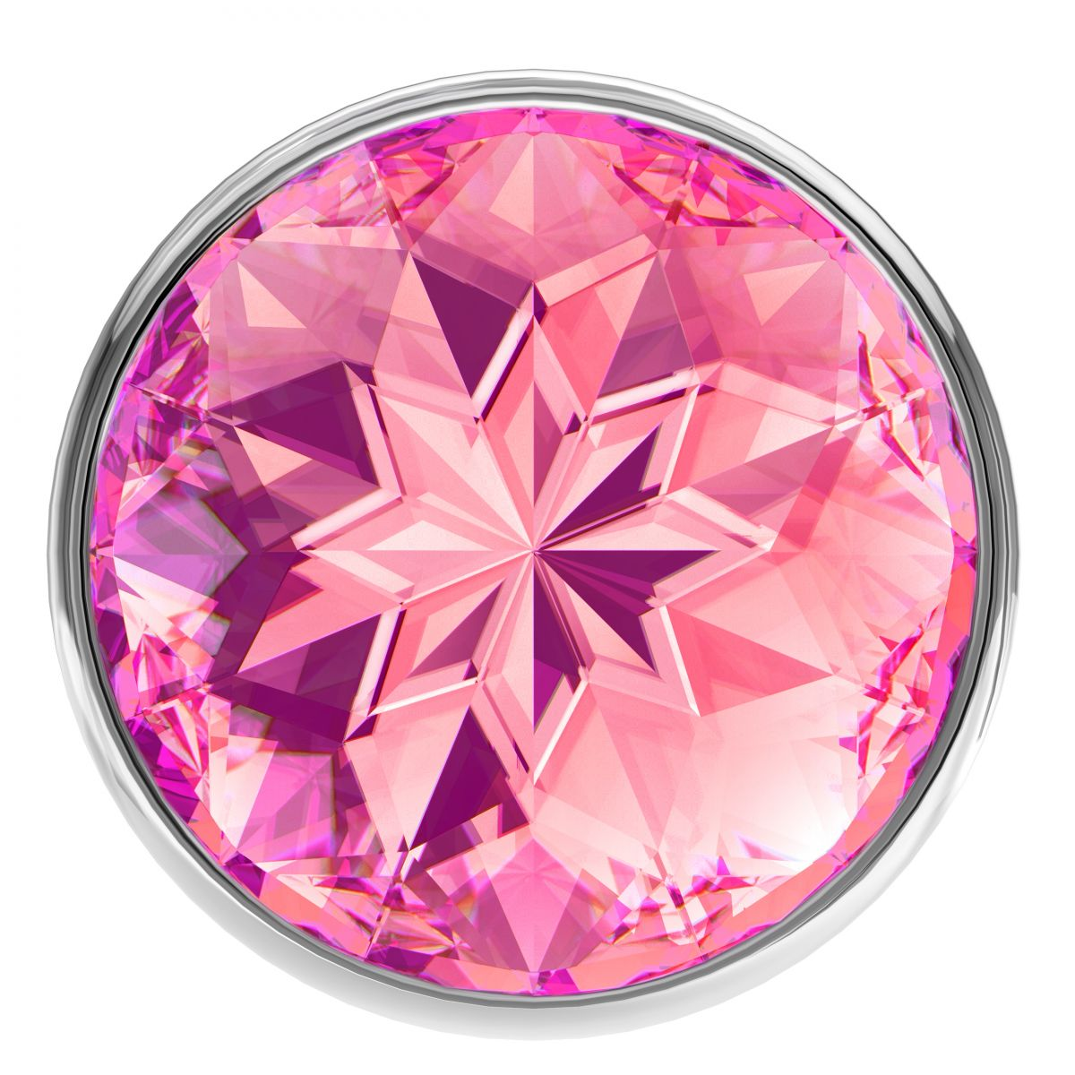 Купить большая серебристая анальная пробка diamond pink sparkle large с розовым кристаллом - 8 см. Image