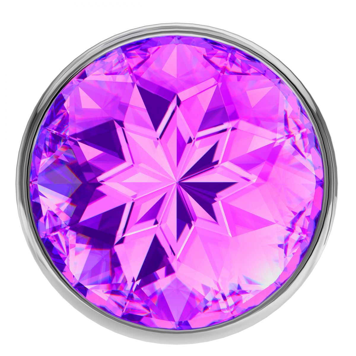 Купить большая серебристая анальная пробка diamond purple sparkle large с фиолетовым кристаллом - 8 см. Image