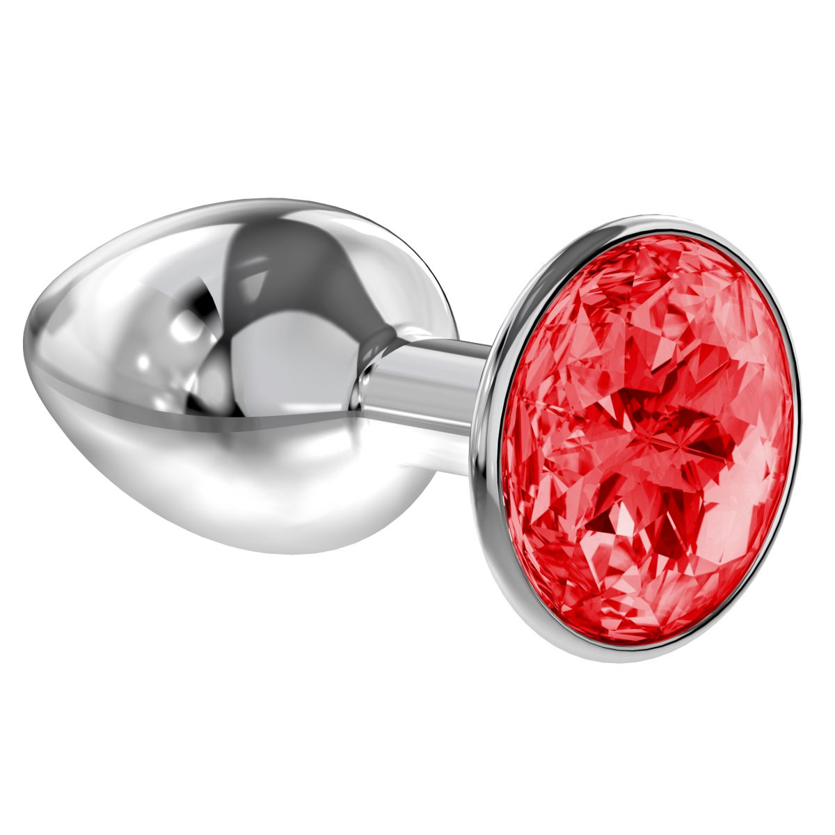 Купить малая серебристая анальная пробка diamond red sparkle small с красным кристаллом - 7 см. Image