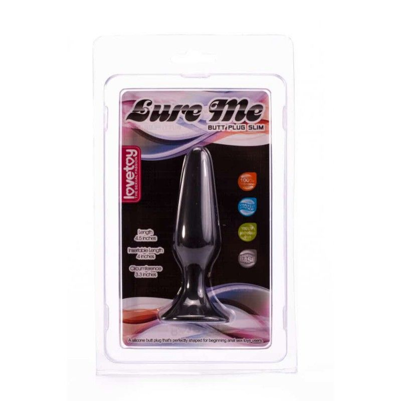 Купить чёрная анальная пробка с ограничительным основанием lure me silicone anal plug - 12,1 см. Image