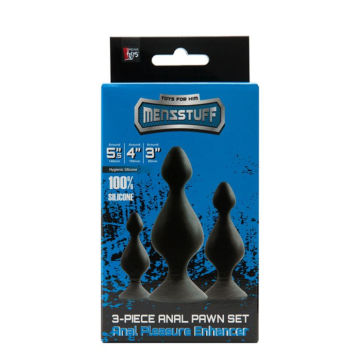 Купить набор из 3 чёрных анальных силиконовых втулок menzstuff 3-piece anal pawn set Image