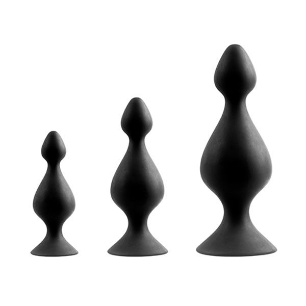 Купить набор из 3 чёрных анальных силиконовых втулок menzstuff 3-piece anal pawn set Image